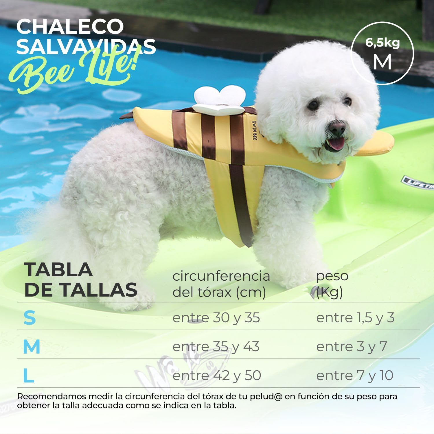 Its Dog & Kangachi - Chaleco Salvavidas de Abeja para Perros, Chaleco Flotador, Chaleco Seguridad Asa de Rescate, Ajuste Seguro, Alta Flotabilidad, Perros Pequeños y Medianos, Made in Korea, Talla S