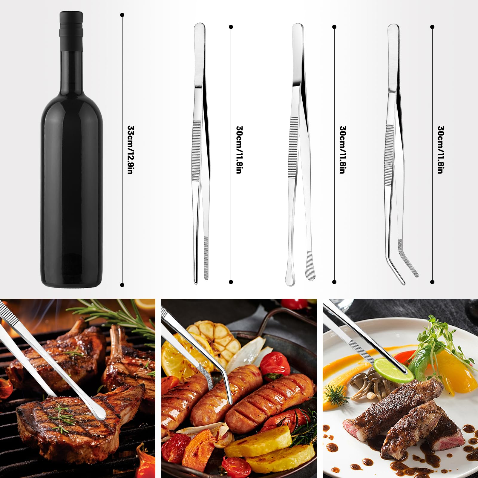 Set 2 Pinzette Per Pesce In Acciaio Inox | Dritte E Curve | Per Disossare, Spennare E Decorare | Utensili Da Cucina Professionali