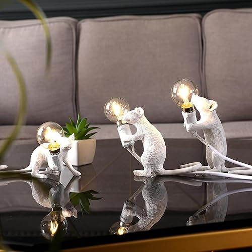 Miniatura 6 de Moderna lámpara de ratón de resina, luces de mesa, lámparas de escritorio creativas, decoración de regalo de mesita de noche, dormitorio LED, sala