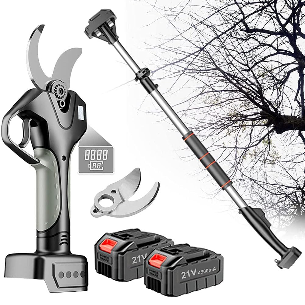 QUTBAG Podadoras inalámbricas, Tijeras de podar eléctricas con 2 baterías y 1 Cargador, diámetro de Corte de 45 mm Tijeras de Podar de jardín eléctricas Profesionales para podar Ramas de árboles B