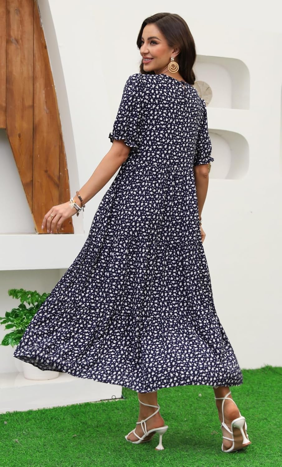 2026 Women’s Floral Dress Casual Tiered Flowy A-Line Summer Dress with Pockets - Image 2