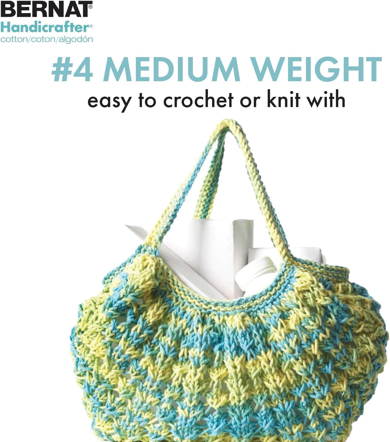 Bernat Handicrafter Cotton Big Ball Creamsicle Yarn - 2 Pack of 340g/12oz - Cotton - 4 Medium (Worsted) - 608 Yards - Knitting/Crochet