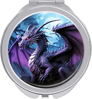 Espejo de maquillaje de viaje de dragón morad...
