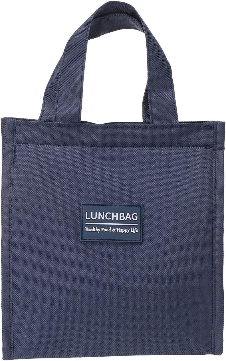 PATIKIL Insulated Lunch Bags, 8"x5"x9" Reusable Bento Bags Thermal Lunch Tote Portable Food Containers Bag for Men and Women, Dark Blue