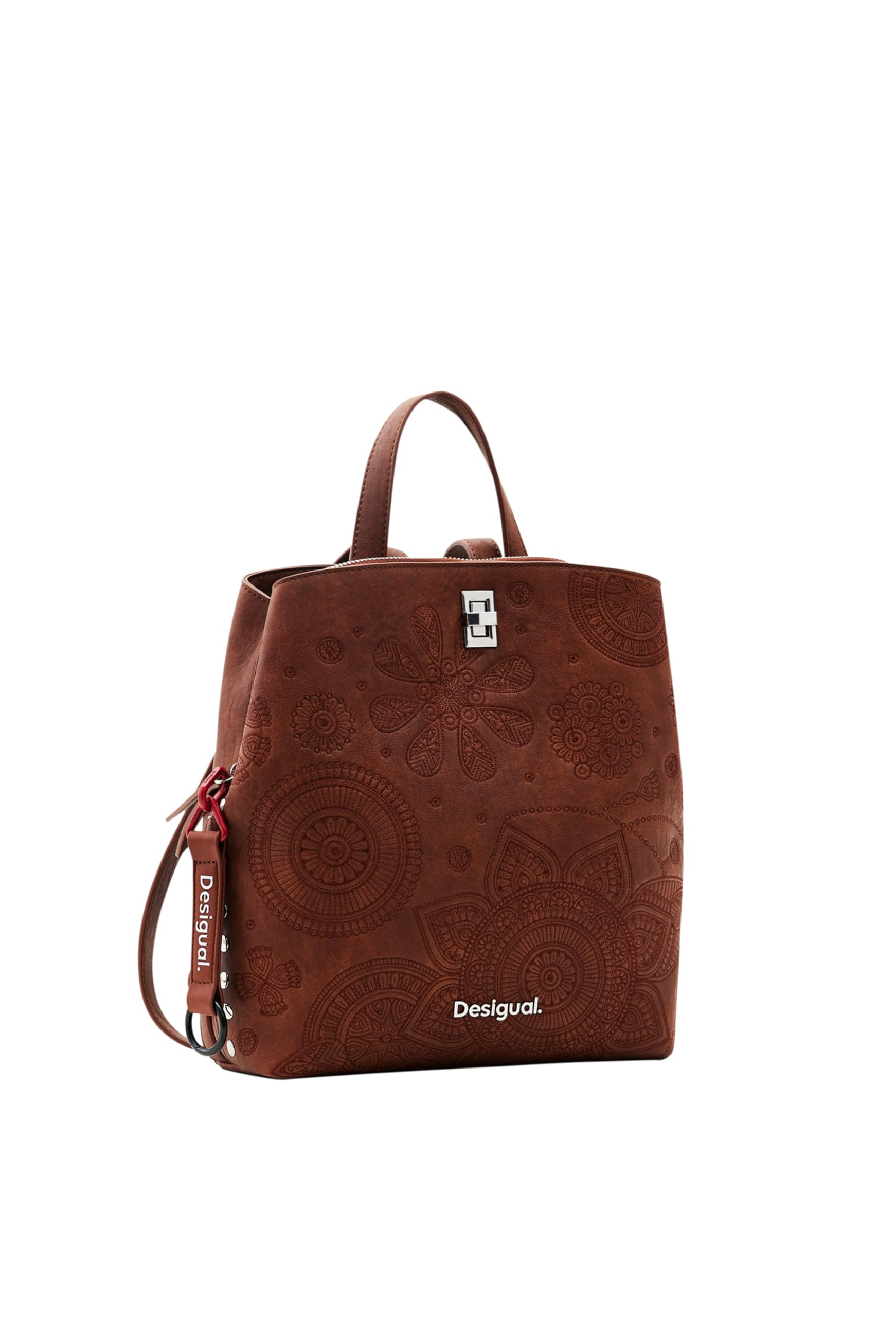 Desigual Embroidered S Backpack, Brown, One Size, Accessories Pu Backpack Mini