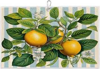 Lemon Fruit Flowers Golf Towel, Microfiber Fabric Towel with Carabiner Clip for Men Women Golf Bag