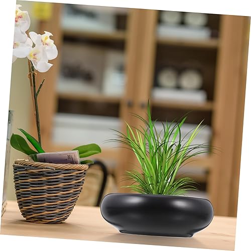 Miniatura 9 de Yardwe Maceta de cerámica redonda de gran diámetro para plantas suculentas de cerámica de cerámica de tazón de fuente de cerámica