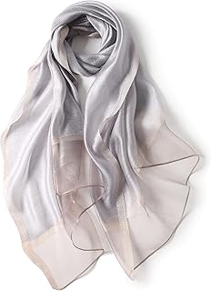 QXIYUAN Grey Silk Scarf for Women Silk Shawls Lightweight Silk Scarves for Women Accessories Bridesmaid Gifts, 29.5 X 76.7 Inch (75 X 195 Cm) Greysilk
