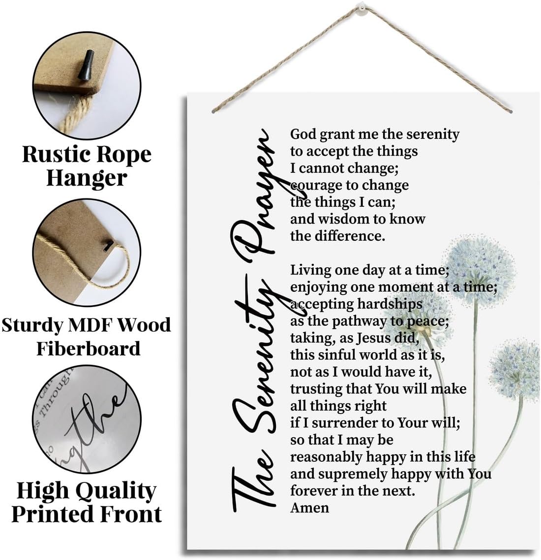 Inspirational Wall Decor, Decorative Hanging Wood Signs, Bible Verse Hanging Sign, Christian Home Decor, Farmhouse Decor for Home Wall, Scripture Decor Art, The Serenity Prayer Wall Sign