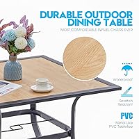 Vista 5 de Mesa de comedor para exterior, mesa cuadrada para terraza con orificio para sombrilla