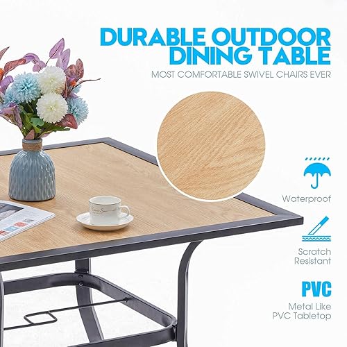 Miniatura 5 de Mesa de comedor para exterior, mesa cuadrada para terraza con orificio para sombrilla