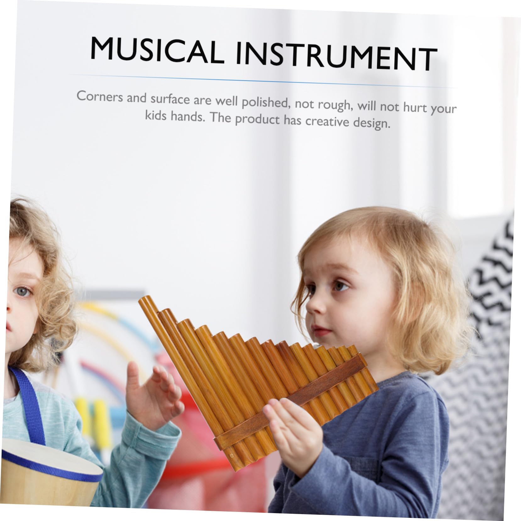 NOLITOY Rohr Panflöte Links Holzfarbe Traditionelles Musikinstrument für Anfänger und Schüler Präzise Tonlöcher Robust und Lehrreich für Musikförderung