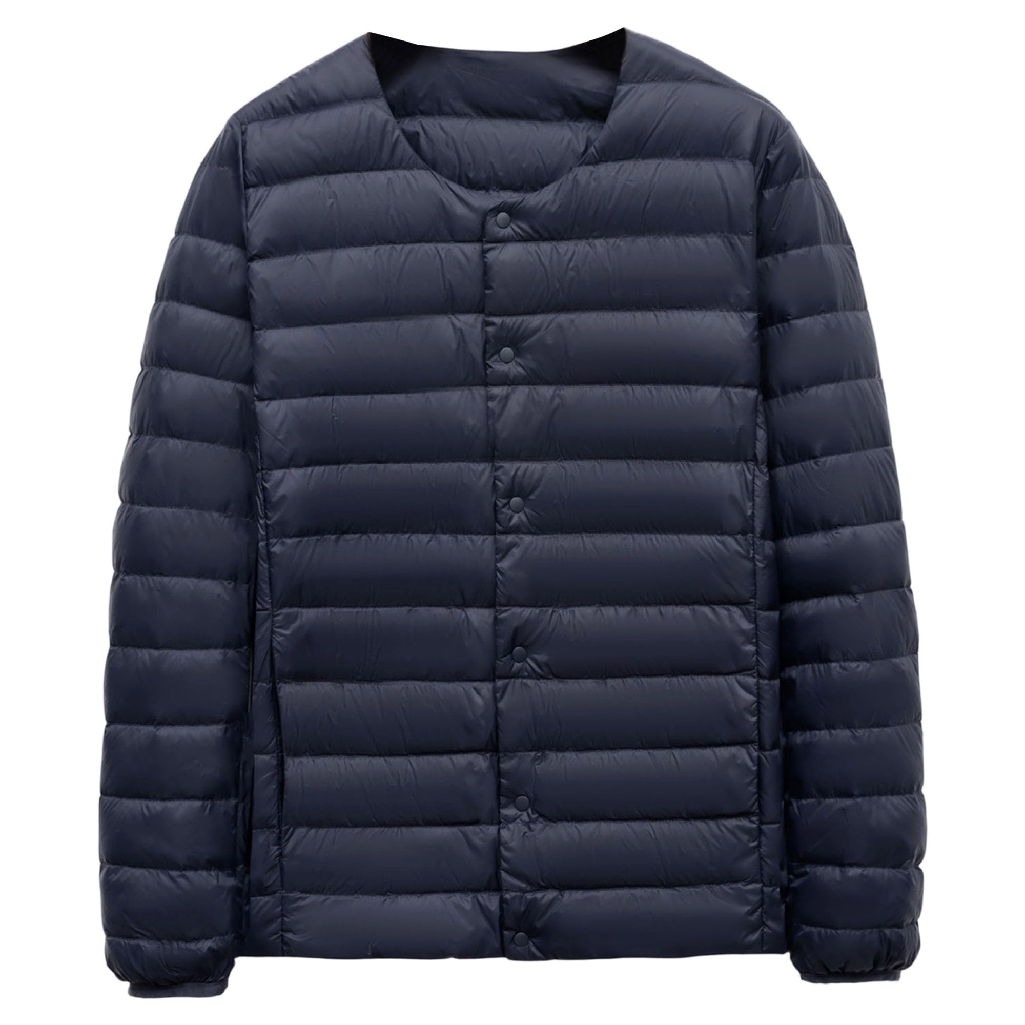 Chaqueta acolchada sin cuello para un abrigo simple y ligero 8