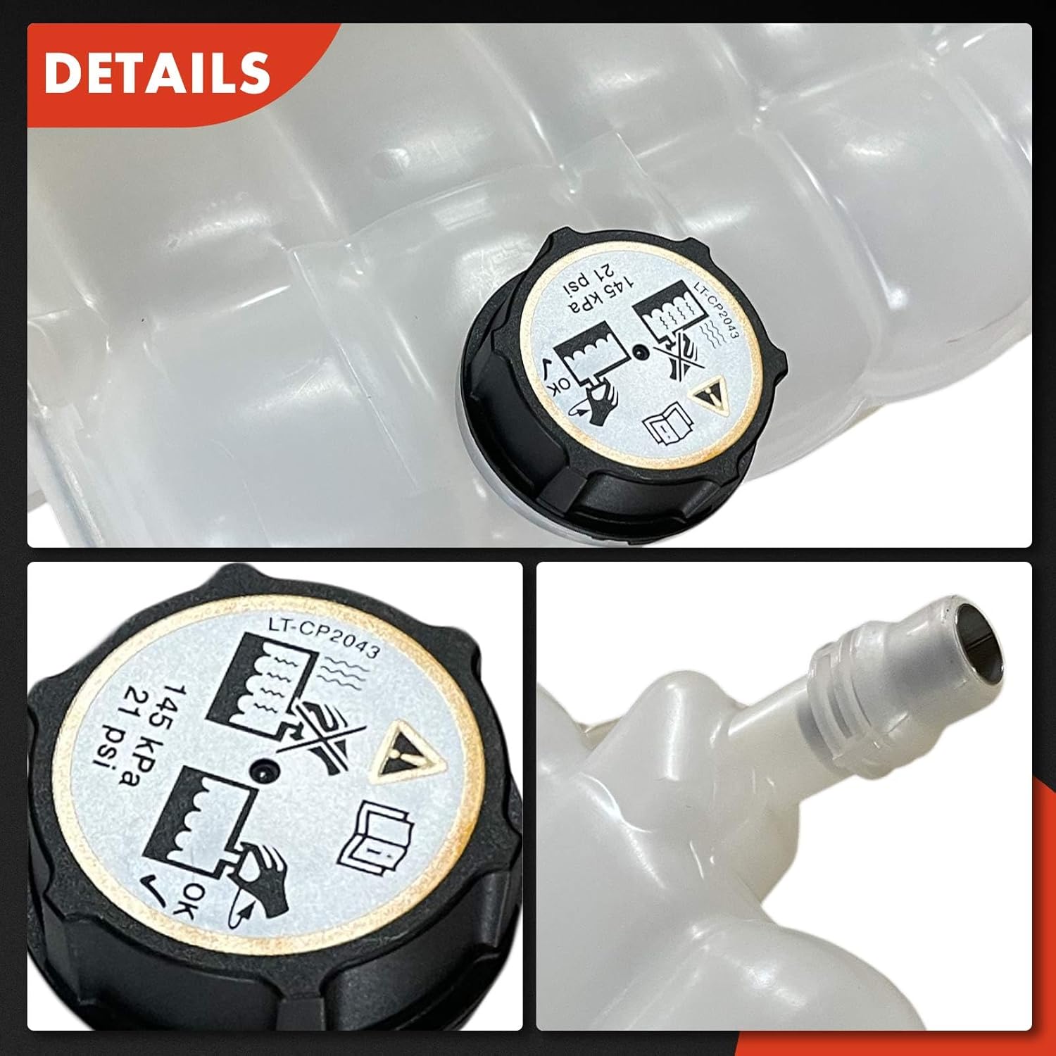 A-Premium Front Engine Coolant Reservoir Tank with Cap Compatible with Ford F-150 2015-2024, Expedition 2018-2024 & Lincoln Navigator 2018-2024, 2.7L 3.3L 3.5L 5.0L 5.2L