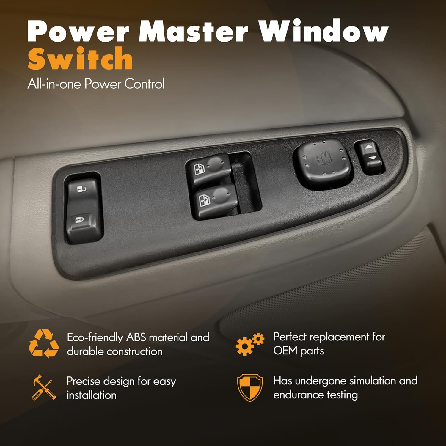 ASOPARTS 15883322 Front Driver Side Power Window Switch and Gray Bezel Assembly with Folding Mirror Switch Fit for 2003-2007 Chevrolet Silverado, 2003-2007 GMC Sierra 920-024 Replaces DWS-248