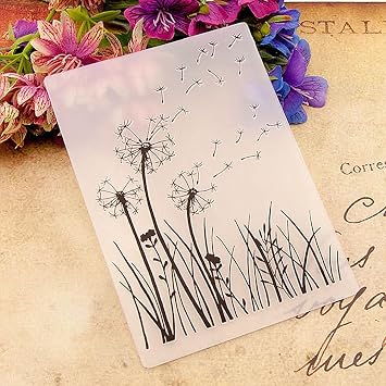 3pcs Dandelions Flowers Background Pattern Plastic Embossing Folder, 3D Textured Impressions Dandelion Embossing Folder Template for Card Making Scrapbooking Paper Craft Album Stamps DIY Decor