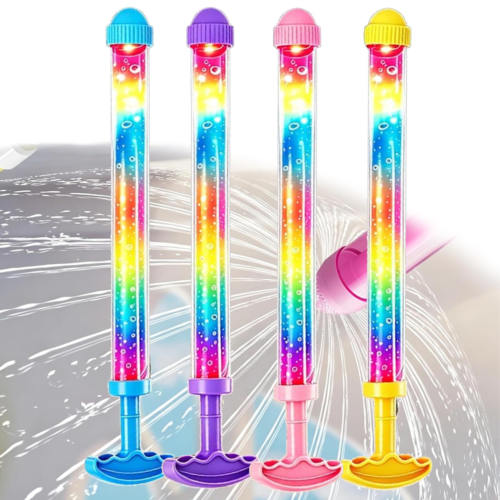 Firework Water Gun, 4PCS Romantic Firework Style Water Spray Toy, High Pressure Pull-Out Sprinkler Spray Toys, Water Firework Sprinkler for Outdoor Pool Beach Garden Party Water Toys (4PCS-B)