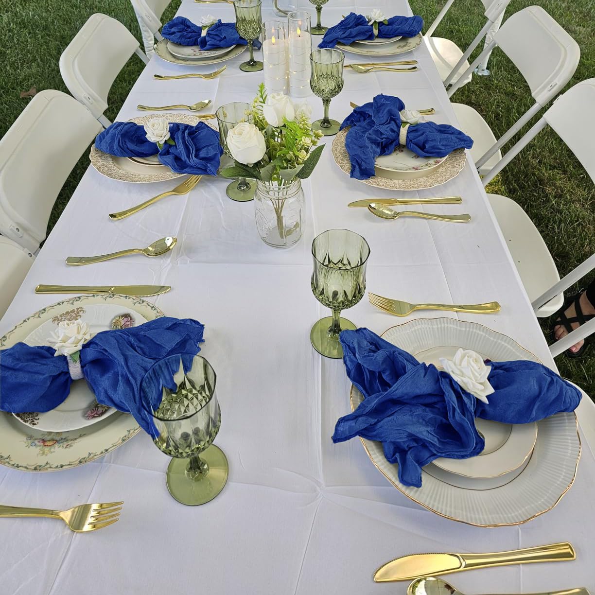 48Pack Royal Blue Cheesecloth Napkins 20"x20" Boho Royal Blue Cloth Napkins