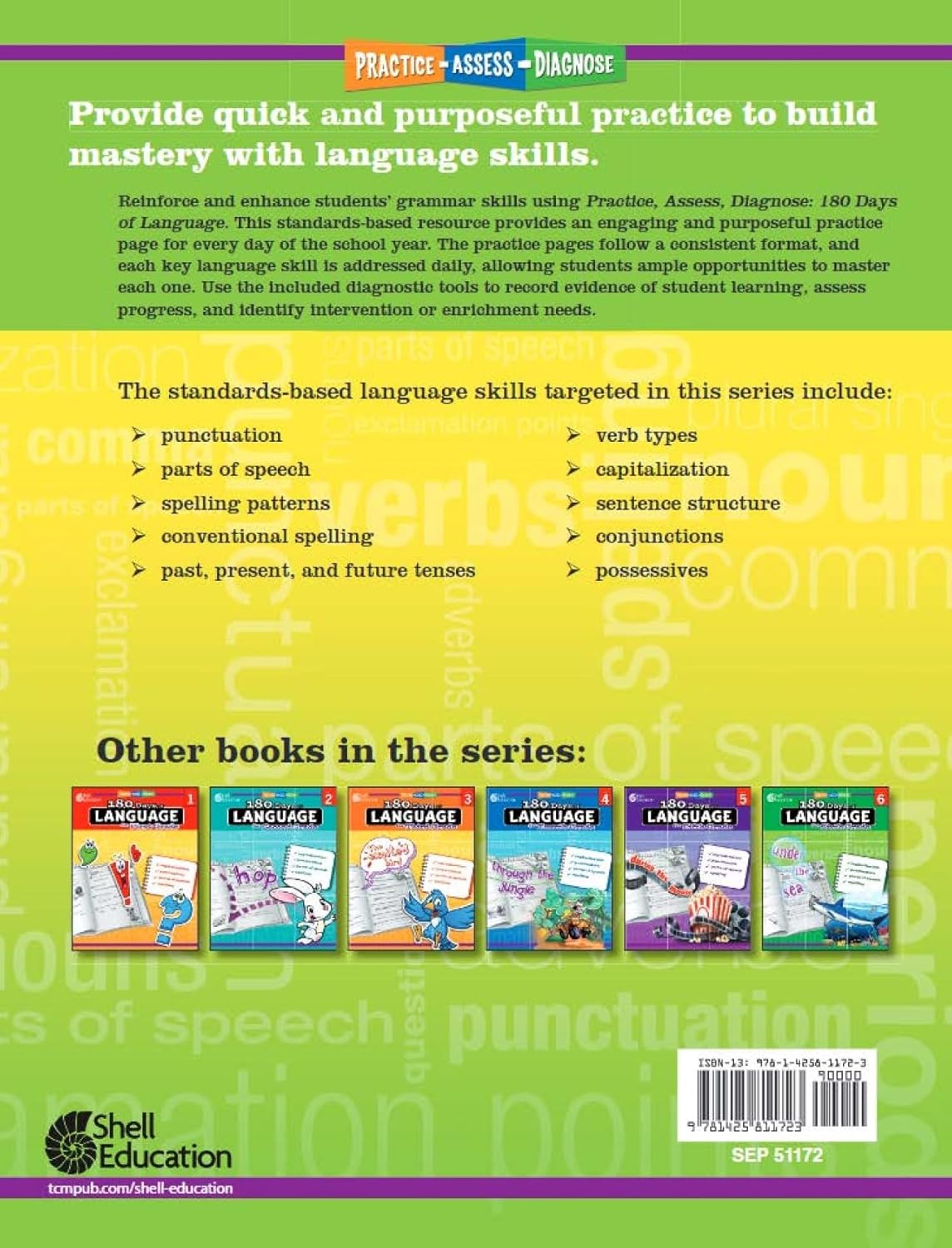 Shell Education 180 Days of Language for Kindergarten (180 Days of Practice) image 2 of 6 1425811728