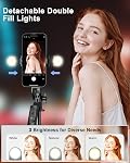 Yeaki 71" Phone Tripod,Tripod for iPhone with Fill Light and Rechargeable Remote,Aluminum Selfie Stick Phone Stand Compatible with Cell Phone/Camera/Ring Light/DJI/GoPro