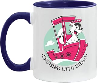 Gift for Dog Lovers Wild Dog Riding Cruise Ship Illustration Cruising With Dog Captain 11oz 15oz Inner Color Accent Mug