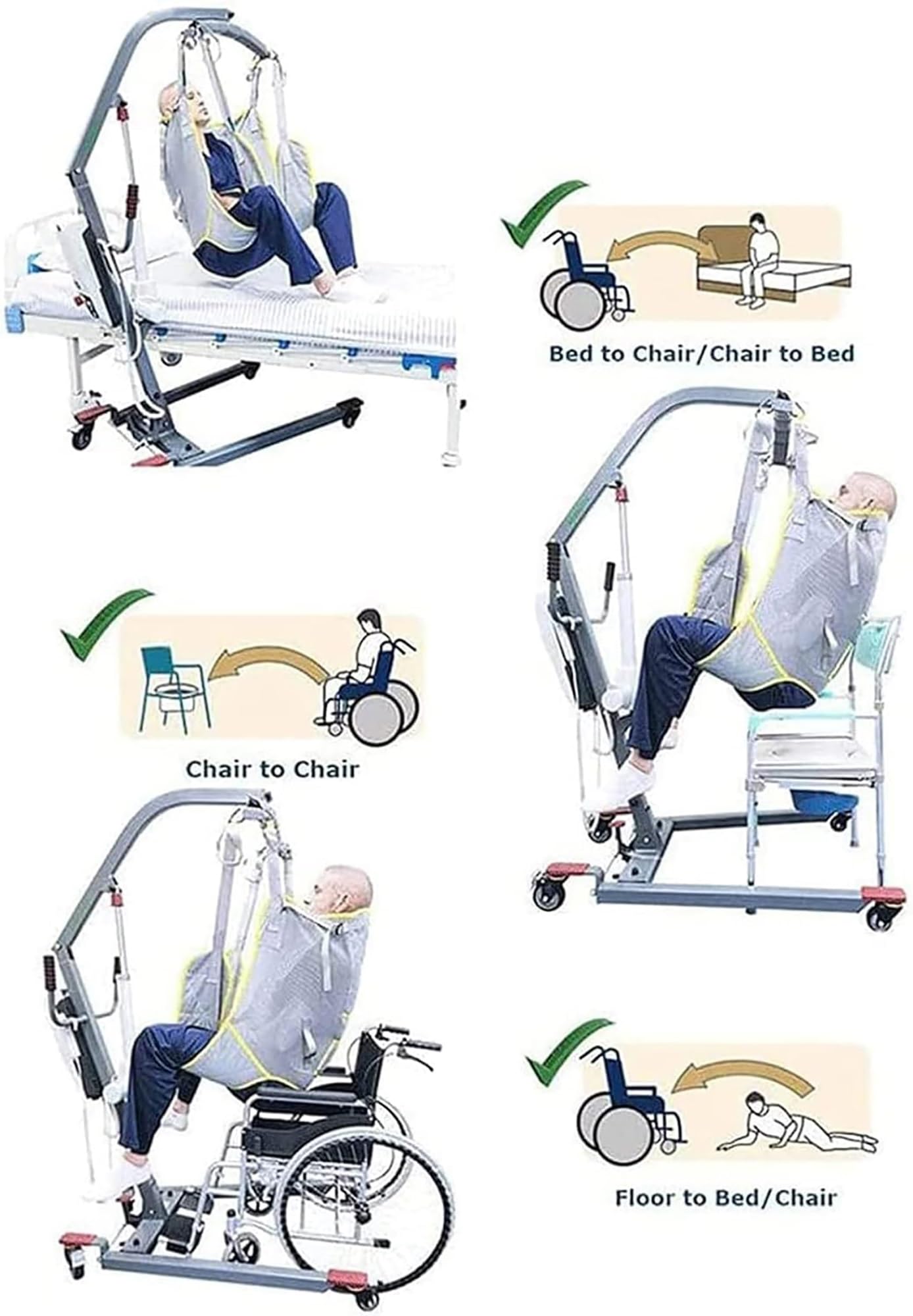 Paciente Honda Levantador Grúa, Malla De Seguridad Médica Eslinga, Eslinga de Elevación para IR al Baño, Grúa de Paciente para Enfermería, Ancianos, Discapacitados