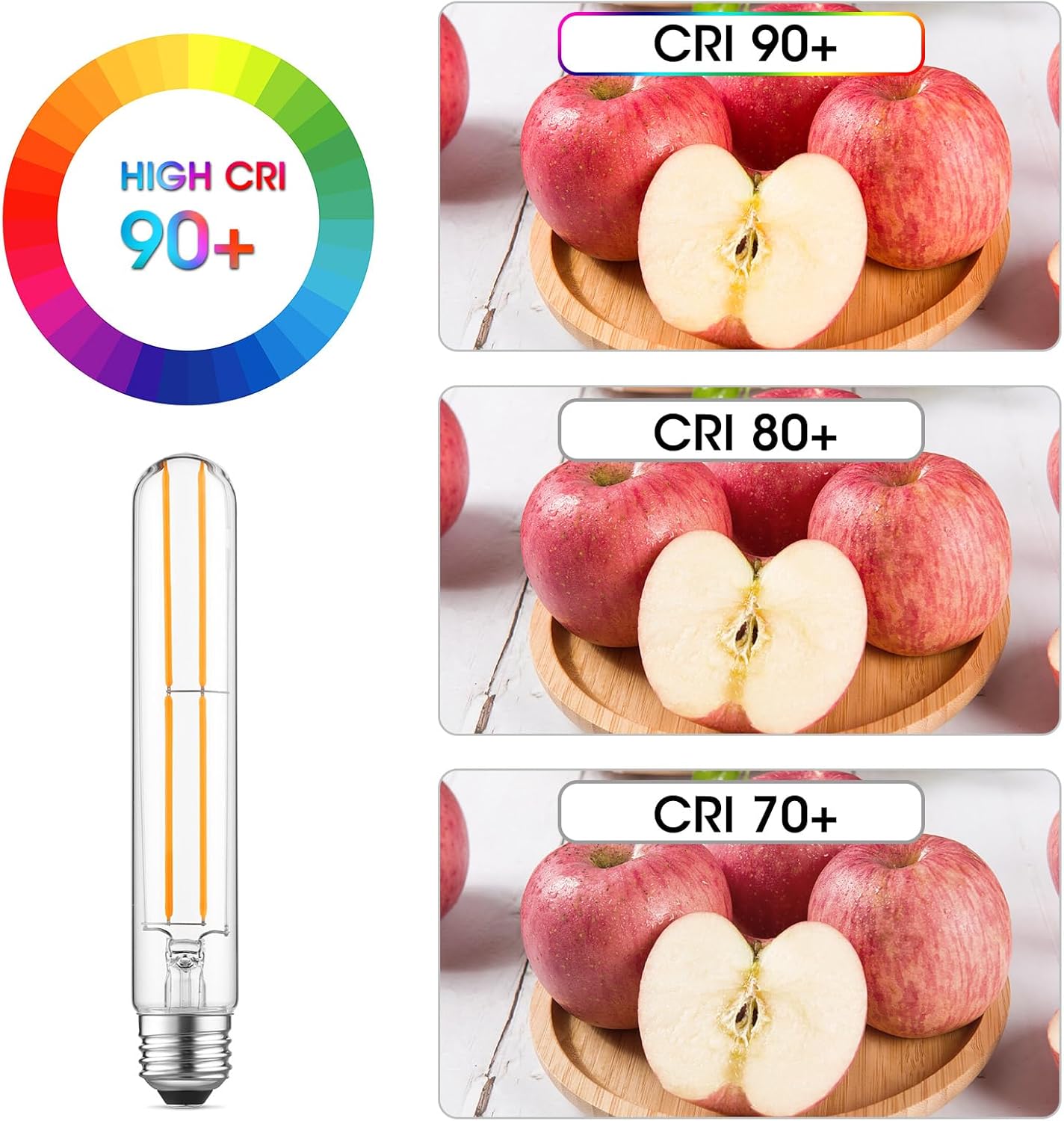 Gozelux Dimmable E26 Light Bulb 6W Equal 60 watt LED Light Bulbs AC120V Warm White 2700K Edison 60 Watt 750LM T10 Bulb for Rustic Pendant, Industrial Pipe, Wall Sconces, Vanity, Pack of 6