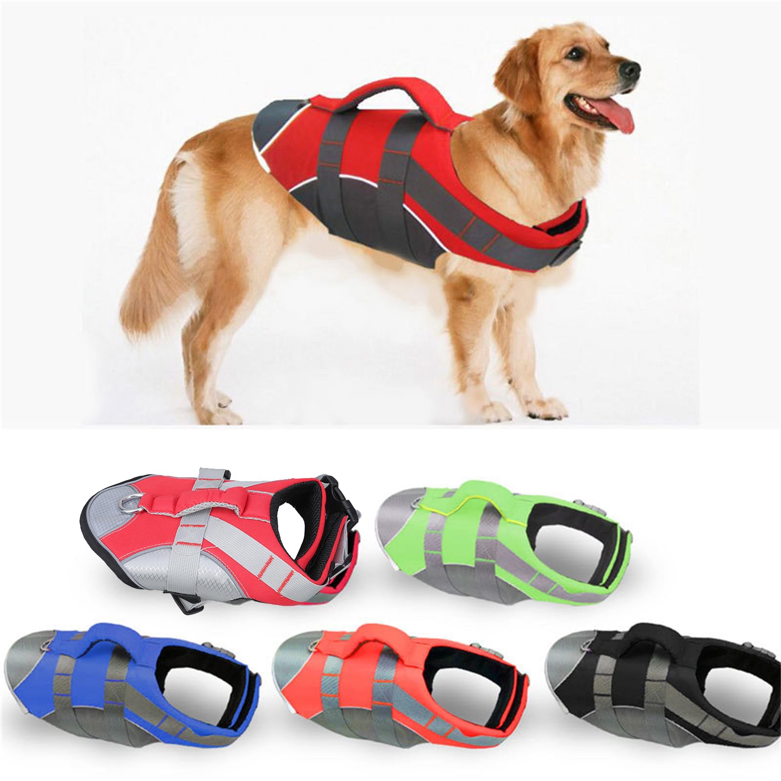 Maillot de bain de sauvetage pour chien, gilet de sauvetage pour chien, ceinture réglable, aide à la natation, maillot de bain de sécurité, équipement de sécurité aquatique