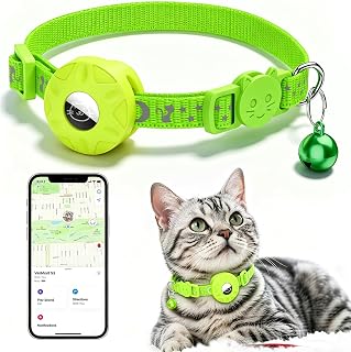 Cat Collar without ABO, Adjustable Cat Necklace, Compatible with iOS and Android, Waterproof Cat Collar with Reflective Watch Mini Tracker, SmartTag for Dogs Small Animals
