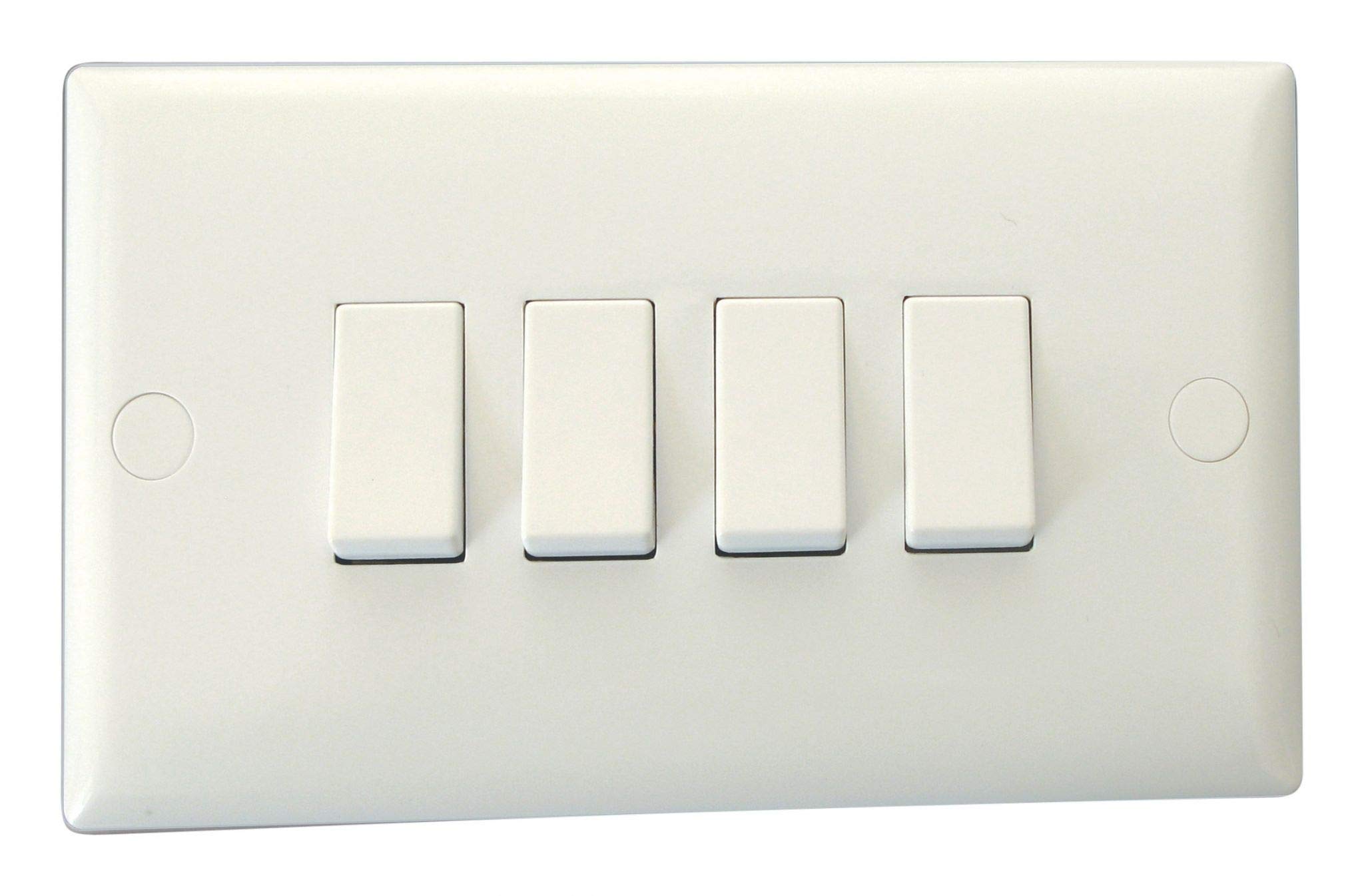 Varilight XO9W Value Polar White 4 Gang 10A 1 or 2 Way Rocker Light Switch