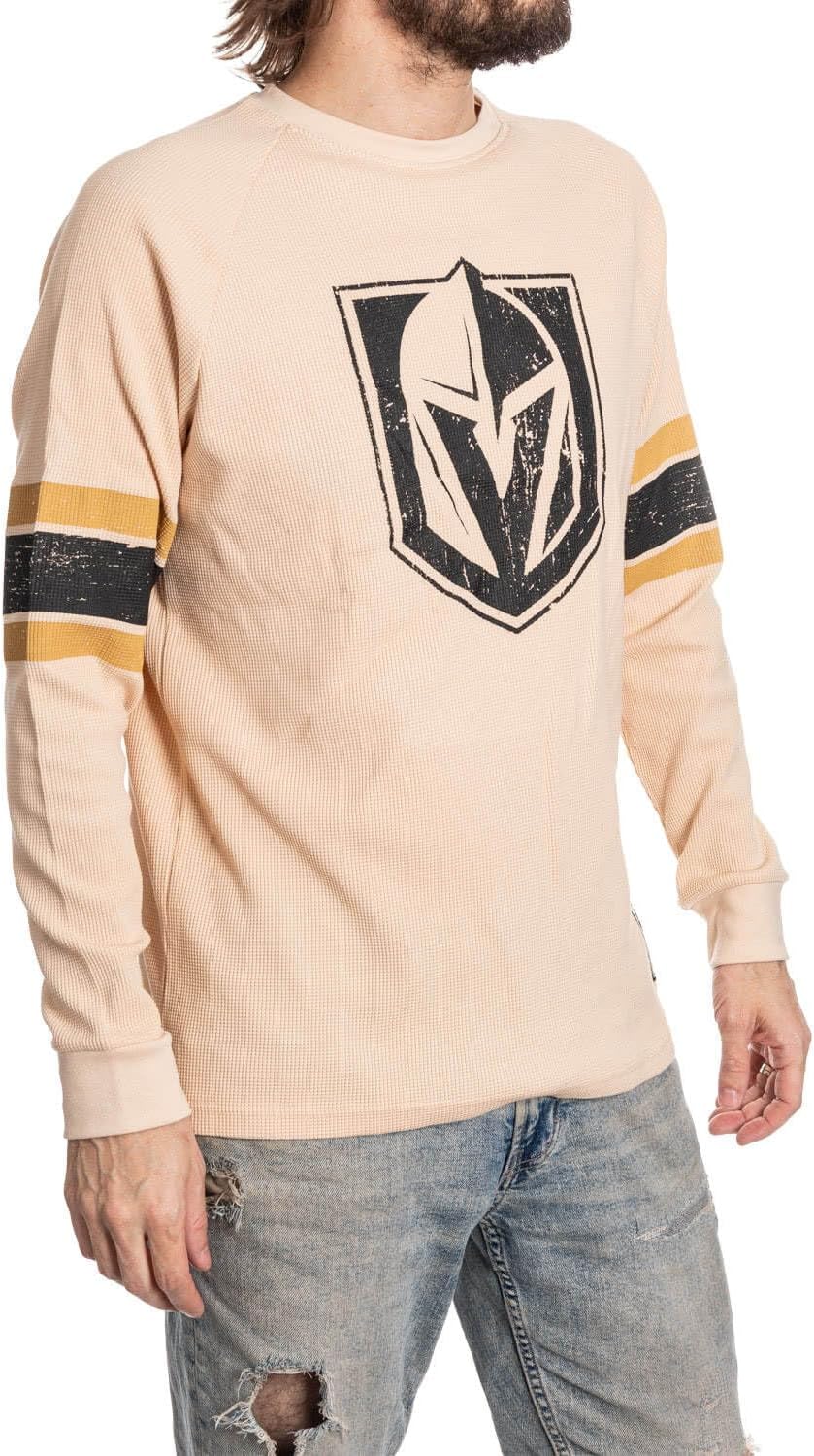 Calhoun Men's NHL Waffle Knit Long Sleeve Thermal Shirt – Lightweight Cotton Blend, Cold Weather Layering Top
