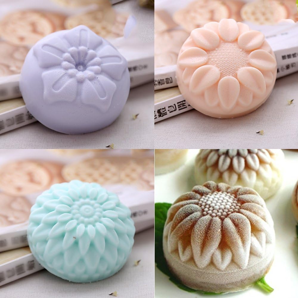 YGEOMER 2 PCS 6 Cavity Assorted Silicone Flower Soap Mold DIY Soap Mold Handmade Chocolate Biscuit Cake Muffine Silicone Mold