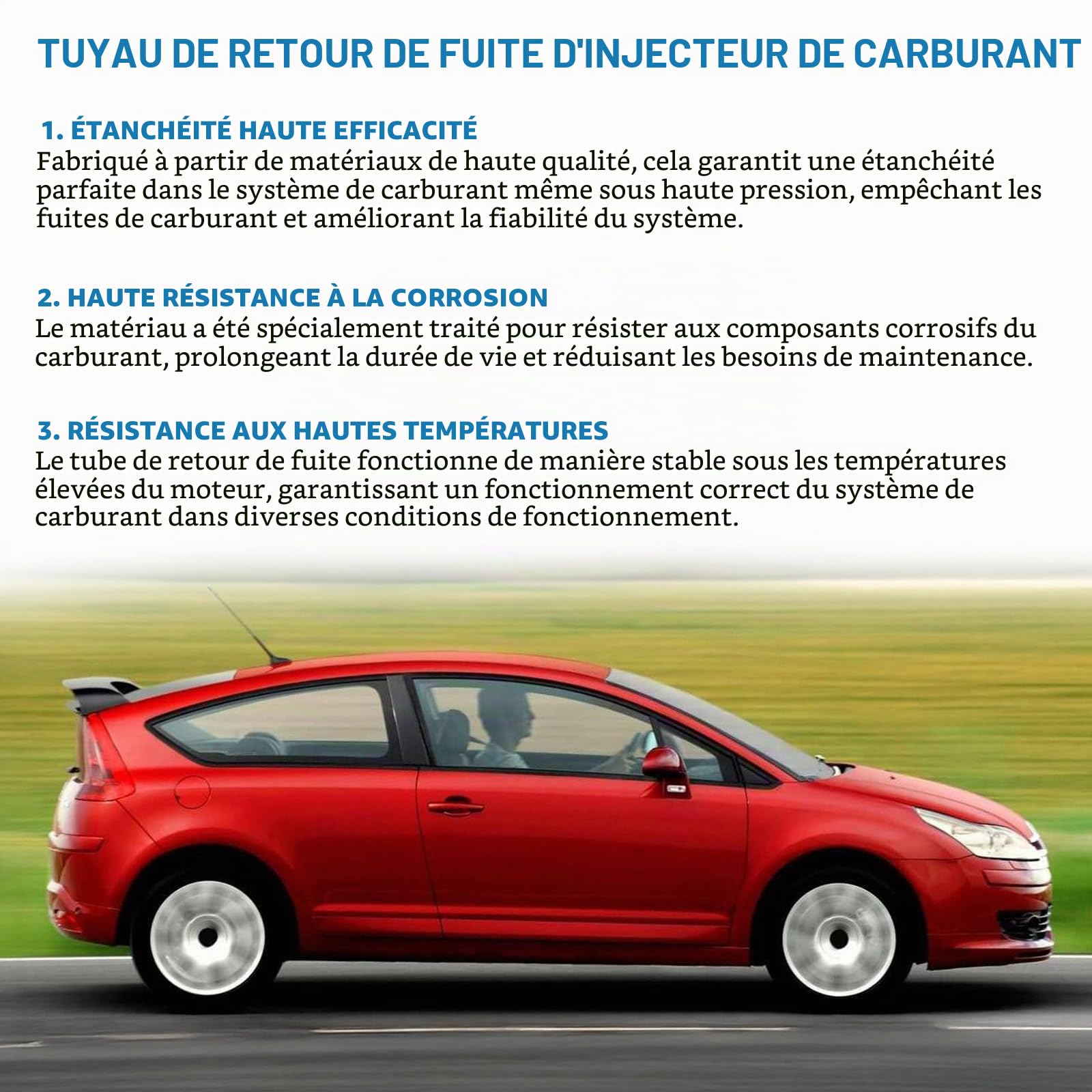 Tuyau de fuite de carburant diesel - Tuyau de retour - Tuyau de trop-plein - Tuyau d'écoulement pour Focus Mk2 C-Max Mondeo Mk4 Kuga C4 C5 307 407 - Numéro de pièce 3M5Q9K022AC 1708234 1574HL