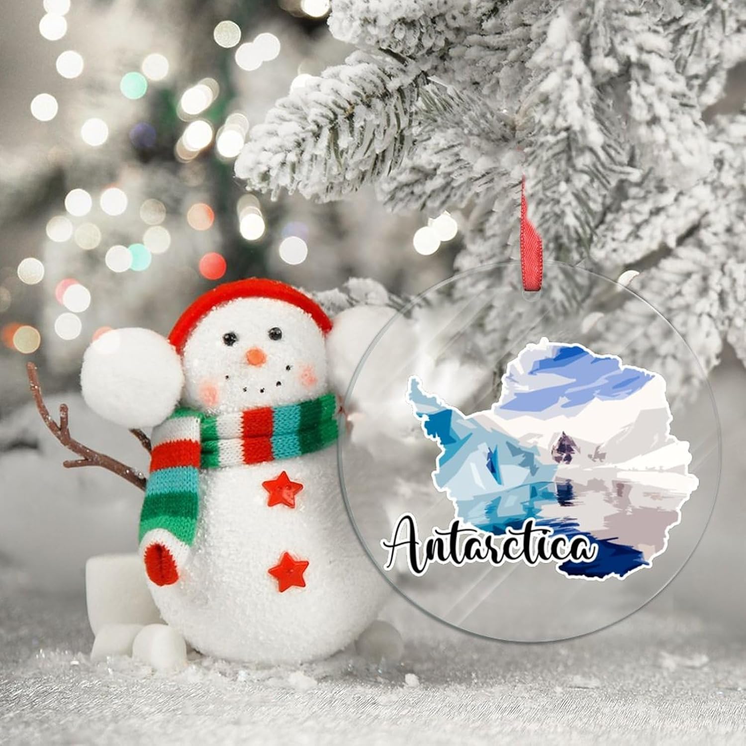 Antarctica Map Acrylic Christmas Ornaments Antarctica Landmark Scenery Christmas Tree Ornaments Travel Souvenir Personalized Christmas Ornaments 2023 Novelty Xmas Tree New Year Decor image 3