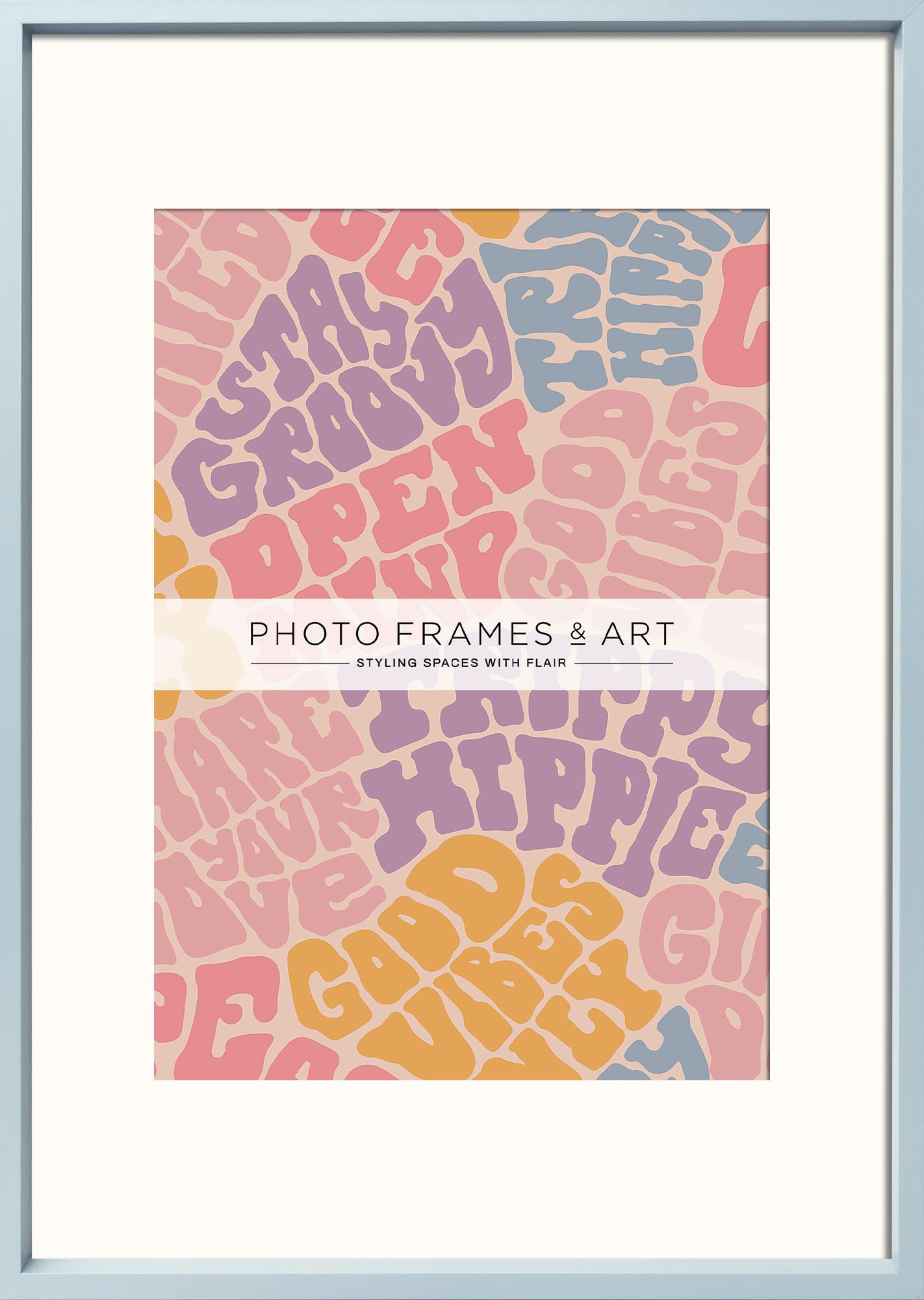 Pf+A Light Blue A2 Frame With Mount For A3 Picture (59.4X42cm) Poster Frame - Perspex Window - Thin Poster Frame For A2 / 59.4 X 42Cm