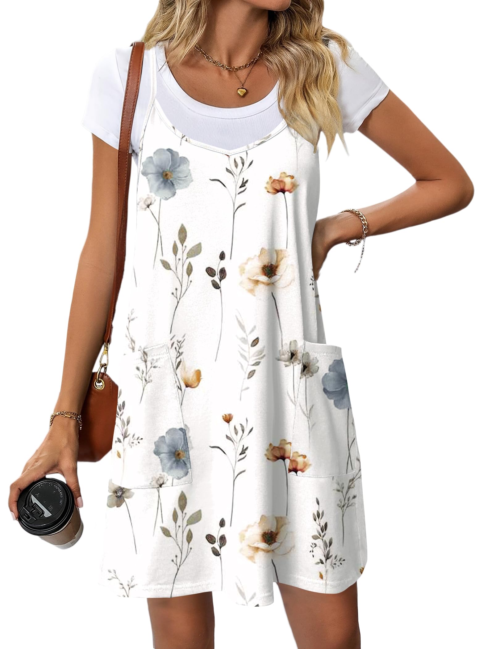 Zeagoo Women Summer Dresses Sleeveless Casual Flowy Boho Dress Spaghetti Strap Sundresses with Pockets Beach Vacation Travel