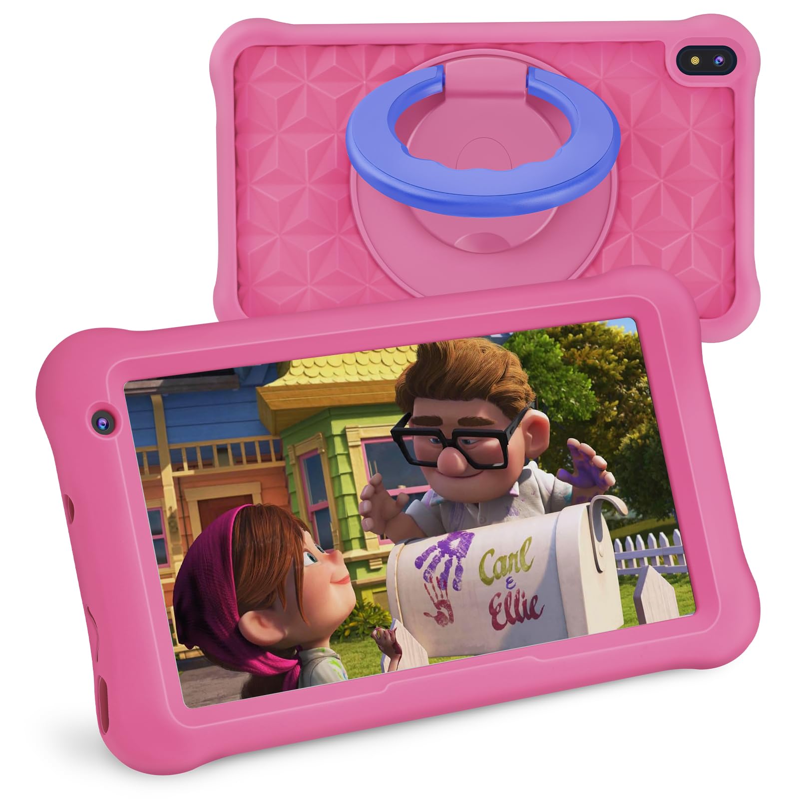 LEERUC Kids Tablet, 7 inch Android Tablet for Kids, 3GB RAM 64GB ROM, Toddler Tablet with Bluetooth, WiFi, Parental Control, Dual Camera, Shockproof Case, Kids App Pre-Installed (Pink)