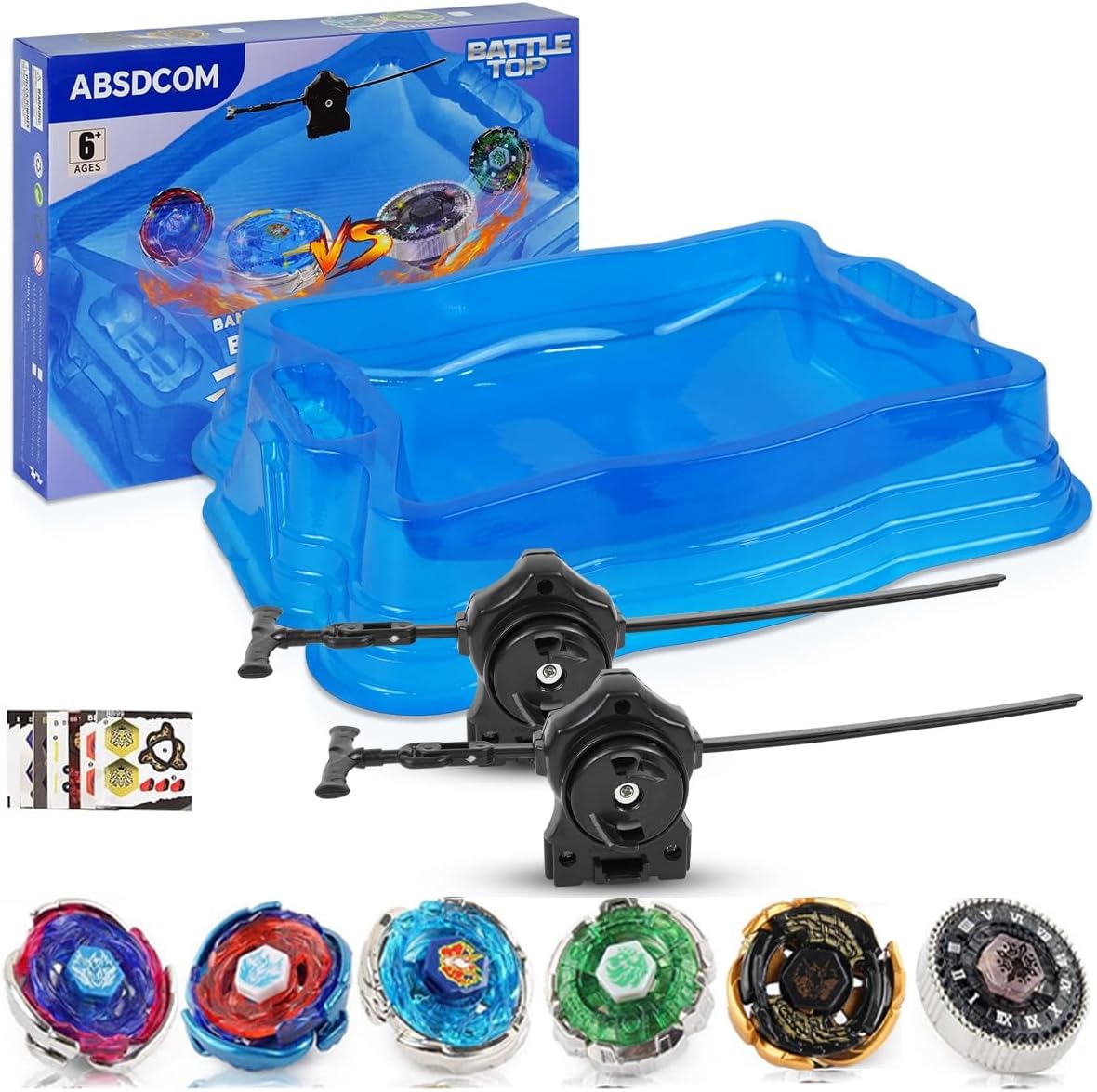 Metal Fusion Beystadium Large, Bay Blades Arena, Blayde Blades Metal Fury, 6 Pack Battling Tops, Boys 6-8-12