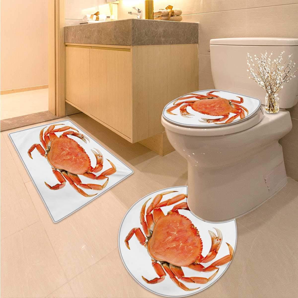Crabs Bathroom and Toilet mat Set Sea Animals Theme a Cooked Dungeness Crab with