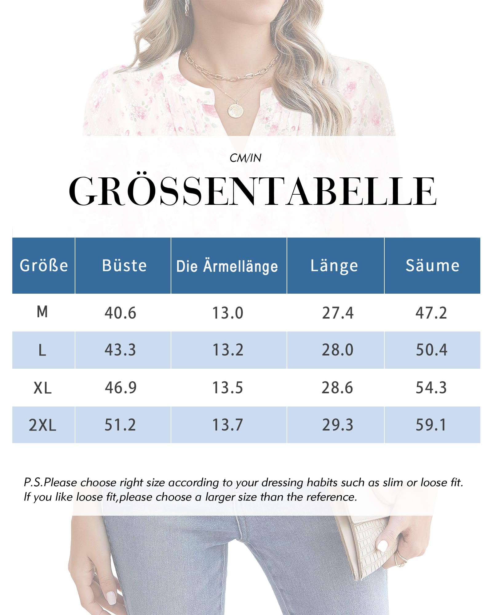 Vafoly Chemisier élégant en mousseline de soie à manches 3/4 et col en V pour femme