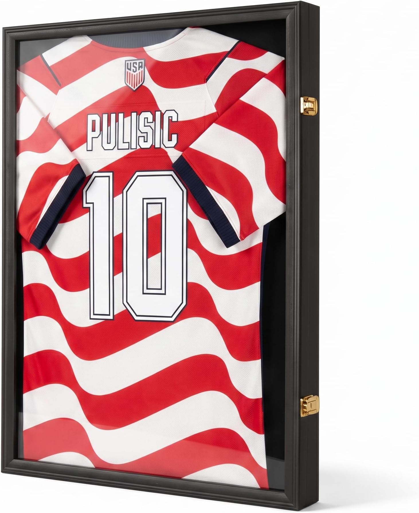 Jersey Frame Display Case - Large SportsJersey Display Case, Lockable Jersey Shadow Box withUV Protection for Football, Baseball, Basketball, Hockey,Soccer, Uniform, T-Shirt, Black
