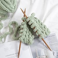 Vista 6 de Hombys Hilo de felpilla gruesa verde salvia para tejer a ganchillo y tejer, hilo grueso y esponjoso súper voluminoso para tejer a mano manta, hilo