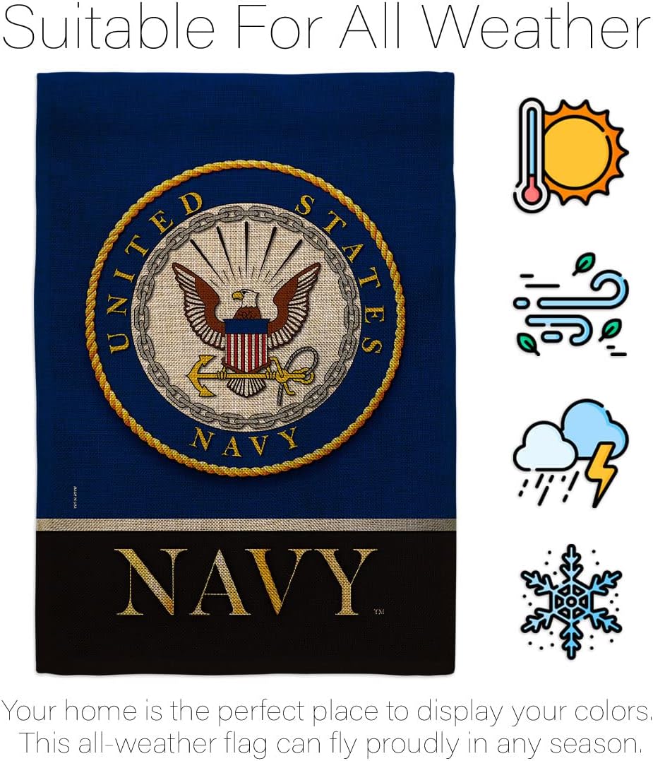 US MILITARY United State of Navy Burlap House Flag Armed Forces USN Seabee American Military Veteran Retire Official Decoration Banner Small Garden Yard Gift Double-Sided, Made in USA