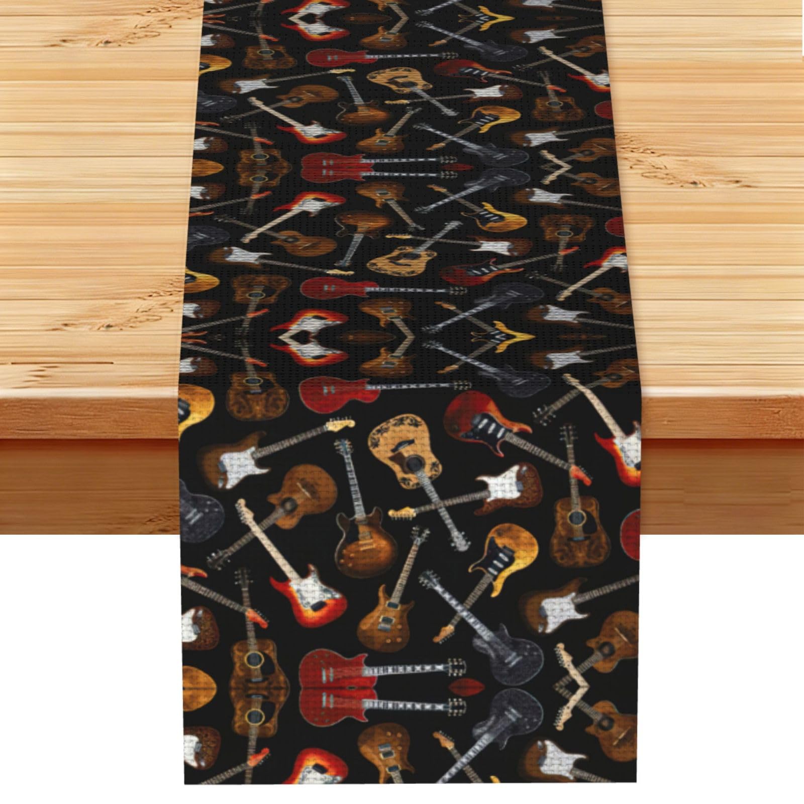 Guitars Printed Dining Table Runner 13x72 Inch, Non-Fading Decor for Kitchen Dresser Fireplace Mantel