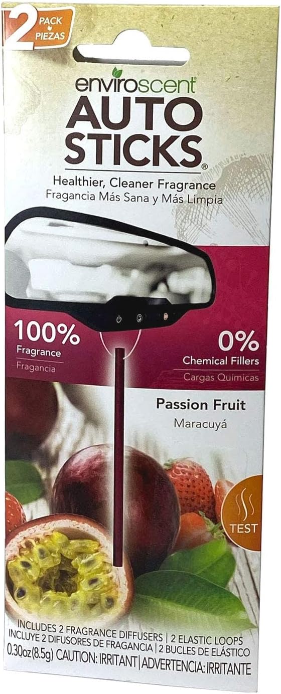 Enviroscents Auto Sticks Natural Car Air Fresheners, 1-Pack with 2 Sticks (Passion Fruit)