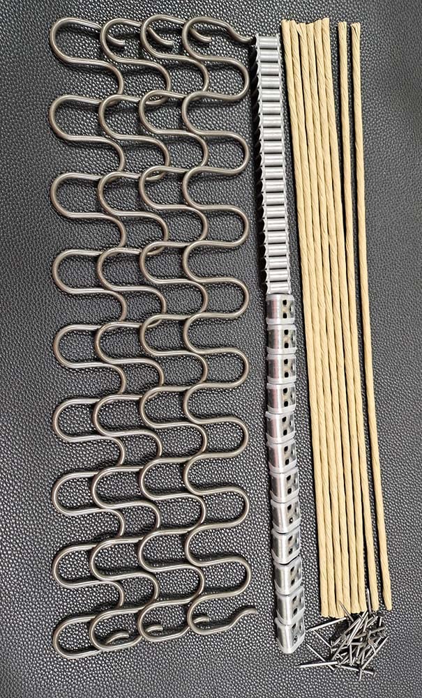 50cm Sofa Upholstery Spring Replacement- 4pk Straight Spring,8pcs 16" Seat Spring Stay Wire,12 S Clips with Nails for Furniture Decoration,Chair Couch Repair