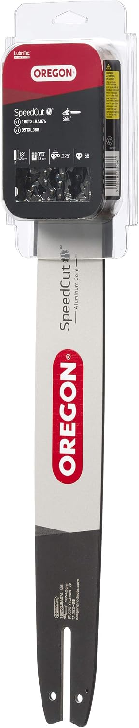 Oregon 18-Inch Replacement Chainsaw Bar & 95TXL068G Chain, .325" Pitch, .050" Gauge, 68 Drive Links, Fits Various Stihl Models (578767), Gray, Red
