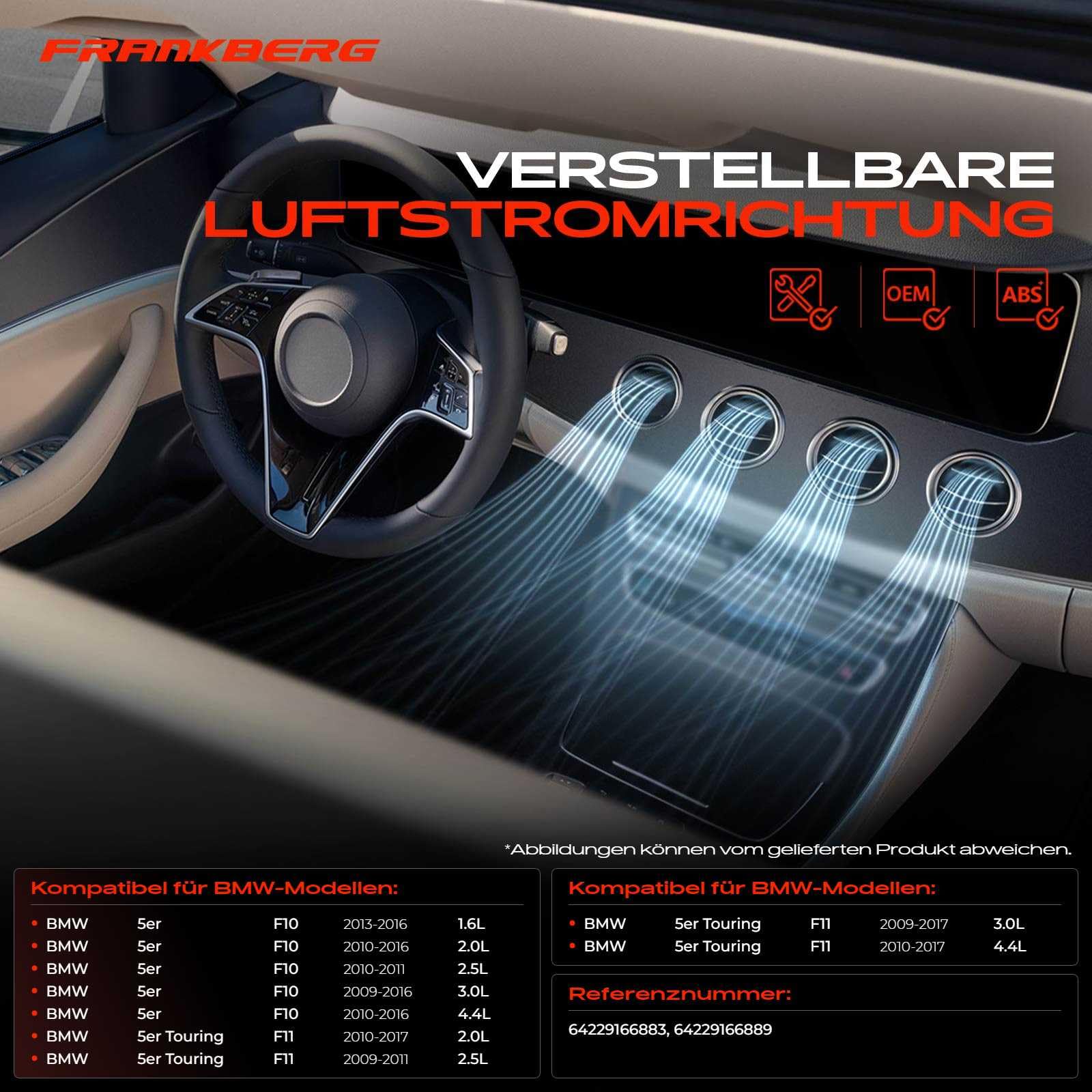 Frankberg Lüftungsdüse Luftauslassdüsen Replace# 64229166883,64229166889