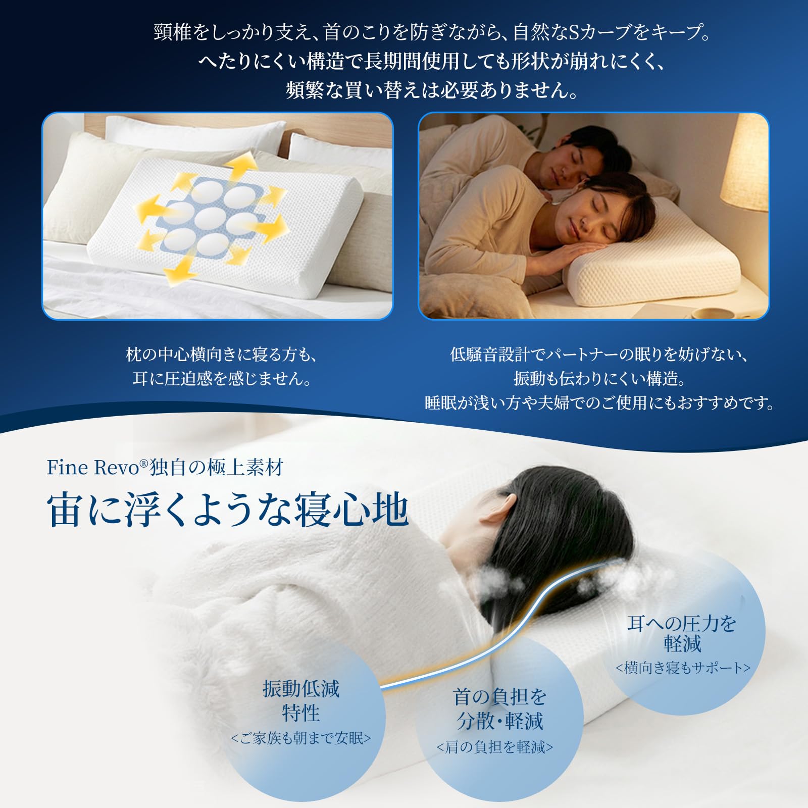 Amazon｜【アスリープ】 FINE REVO 枕 ふわり｜まるで雲に浮かぶような