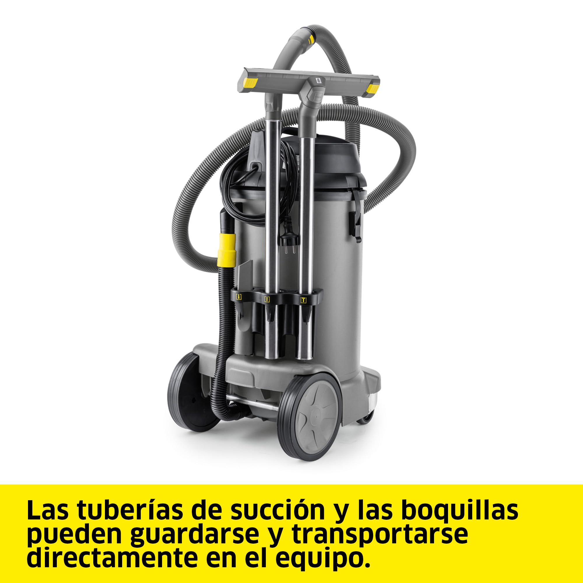 KÄRCHER Aspirador en seco y húmedo NT 48/1, Potencia: máx. 1380 W, Filtro de Cartucho PES, depósito: 48 l, Manguera de aspiración: 2,5 m, Boquilla Ancha para Suelo (360 mm), Tubo de desagüe